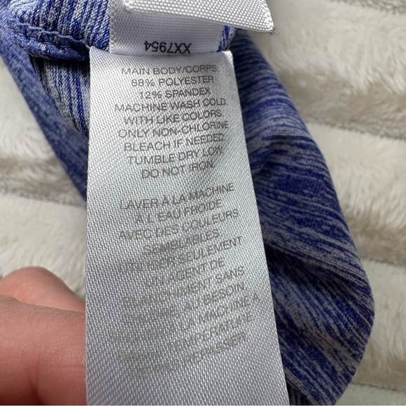 4/25$ Z By Zella Heathered Blue Crew Neck Long Sleeve Athletic Top Womens Medium - Picture 4 of 7